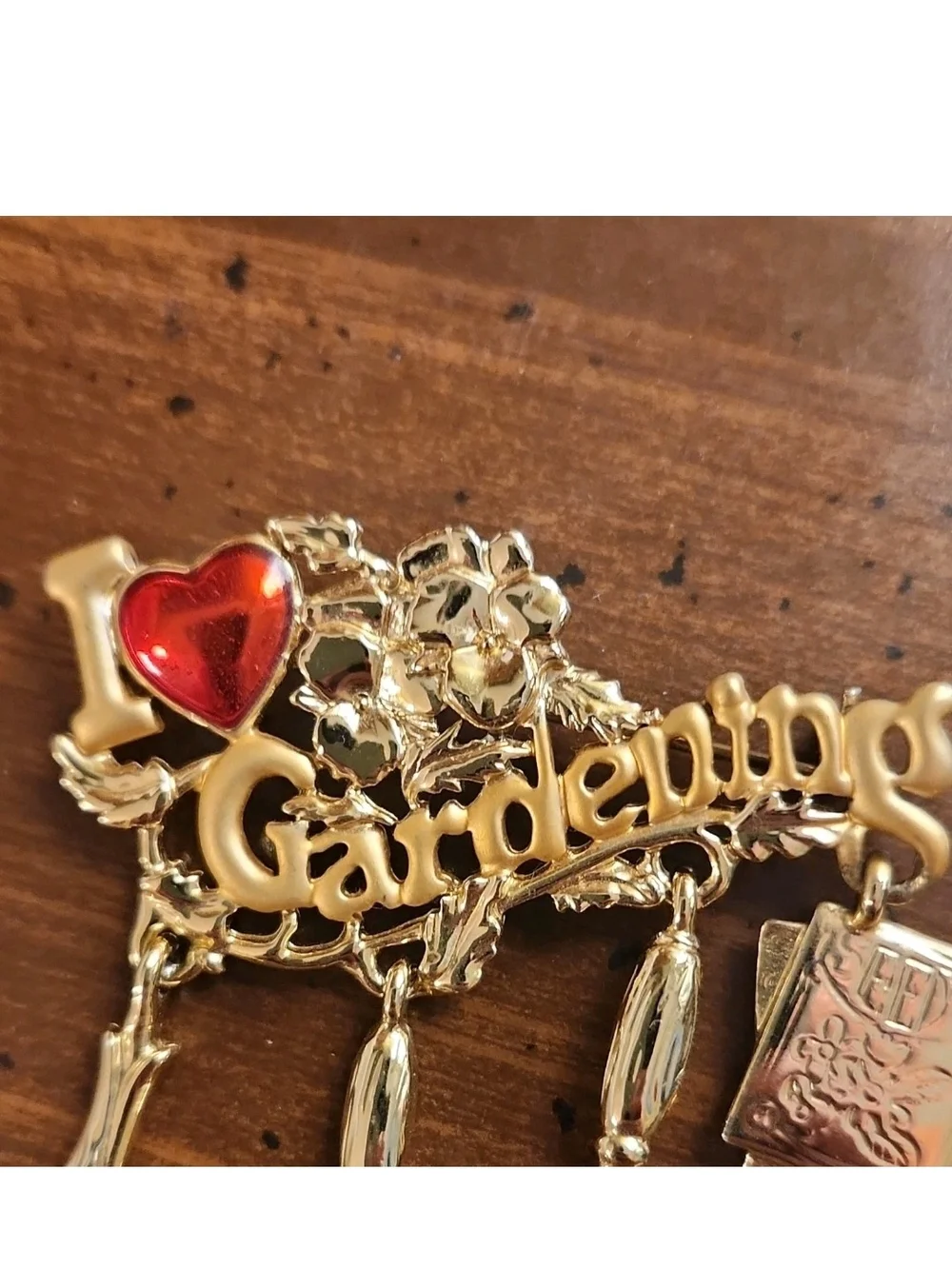 Vintage I Love Gardening Brooch